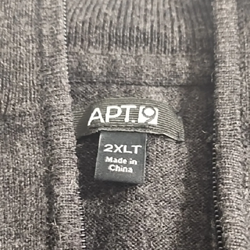 Charcoal Black 1/4 Zip-Up Light weight Sweater Tall